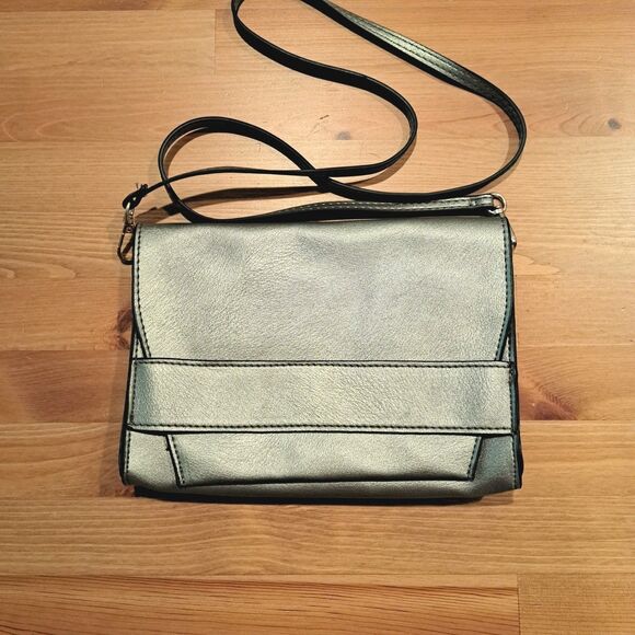 Handbags - Summer & Rose Small Metallic Silver Crossbody Purse